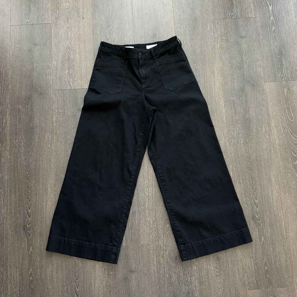 ANTHROPILOGY Pilcro Black  Cropped Wide Leg Pants Size 29 Minimalist Modern Boho